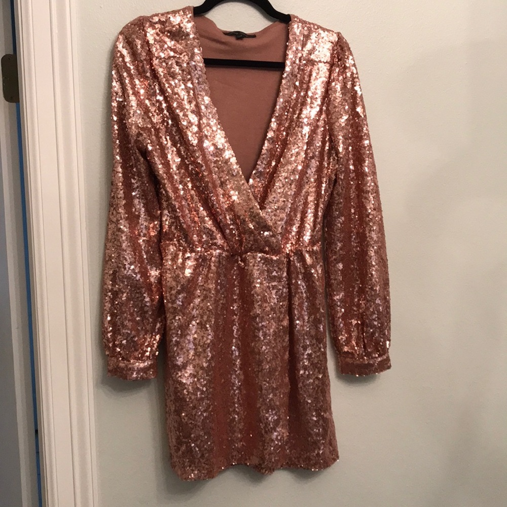 Rose gold sequin sparkle New Years dress cocktail
